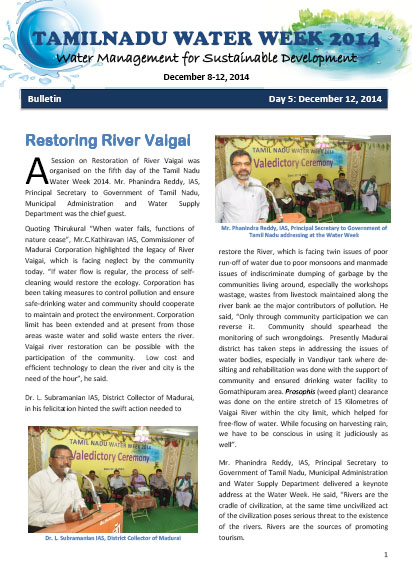 Tamil Nadu Water Week 2014 - Bulletin - Day5